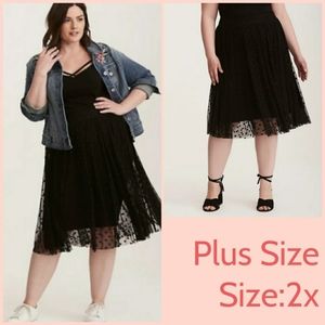 Torrid - Black Polka Dot Tulle Midi Skirt - 2x - Plus Size